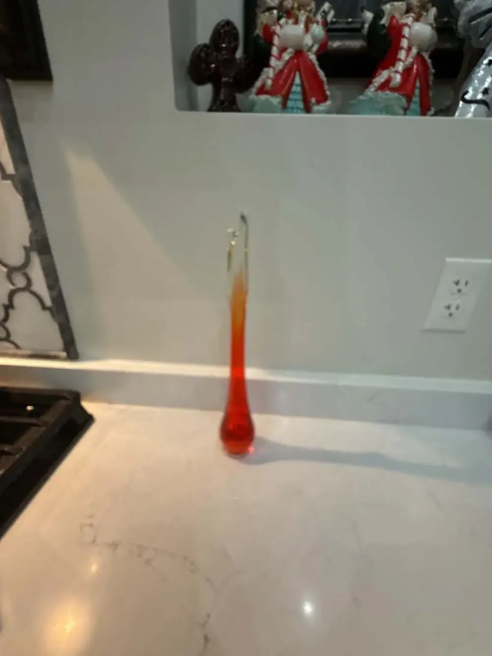 Vintage Mid-Century Viking Glass Epic Swung Bud Vase in Persimmon Amberina